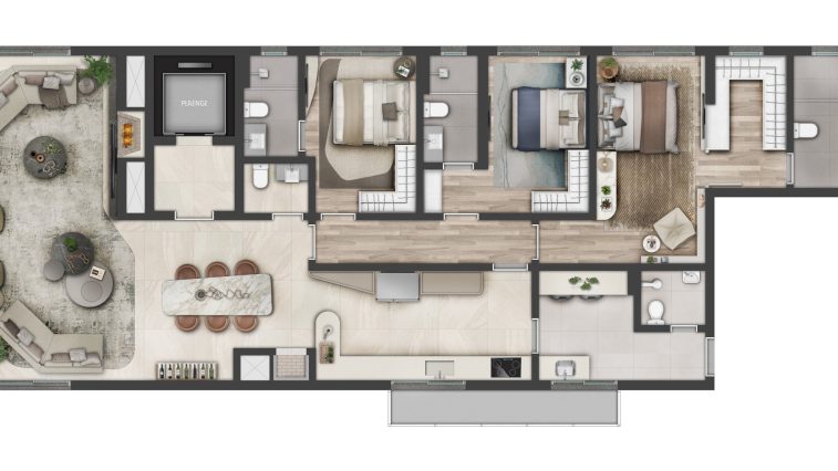 Planta 02 - 3 dorm 172,03m²