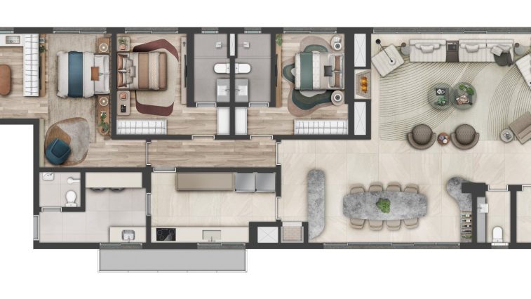 Planta 04 - 3 dorm 206,08m²